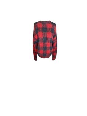 Skims Cozy Buffalo Plaid Knit Pullover Sweater Red & Black Womens L/XL Warm